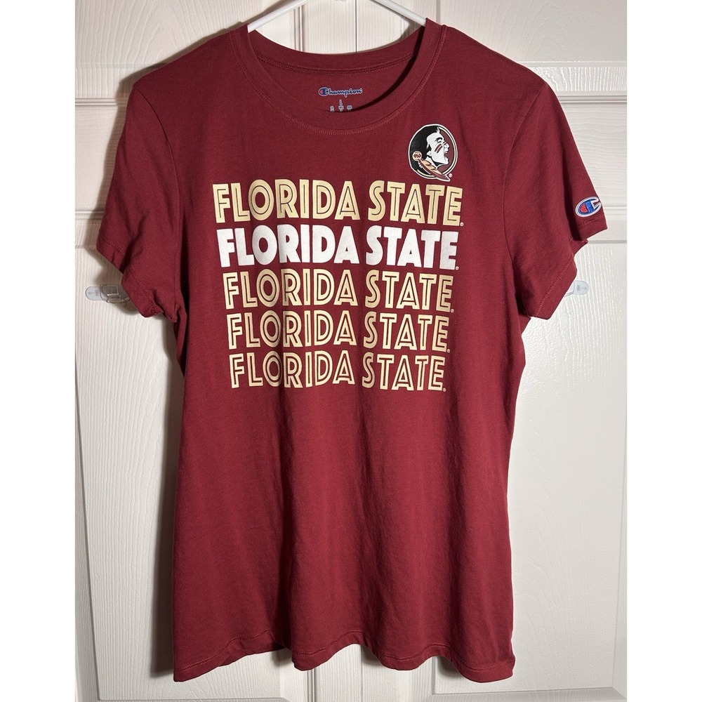 Champion Womens Florida State FSU Seminoles Garnet T-Shirt Large - Picture 1 of 7